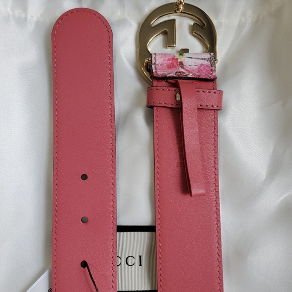 GG Blooms Pink Floral Blossom Belt Gold Buckle - Picture 7 of 8